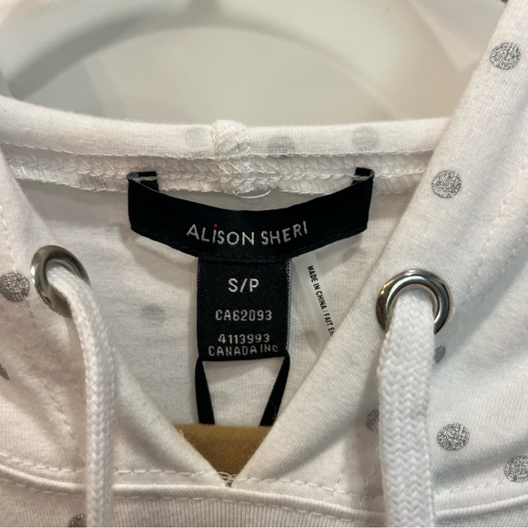 Alison Sheri White Silver Dot 3/4 Length Sleeve Pullover Style A37171 Size Small - Picture 5 of 9